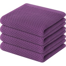 Moosfor Tea Towels, 100% Cotton, Set of 4, 32 x 72 cm, Soft Tea Towels, Kitchen Towels, Absorbent Kitchen Towels, Thick Premium Tea Towel, Dishcloths, Cleaning Cloths, Purple