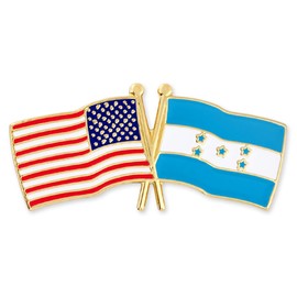 PinMart‘s USA and Honduras Crossed Friendship Flag Enamel Lapel Pin - Country Flags Pins For Hats, Jackets, and Backpacks