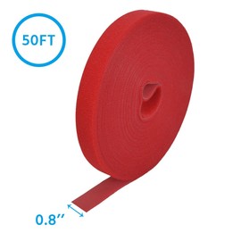 InstallerParts Cable Management Hook and Loop Strap Tape, 50 Ft, 0.8'', Red, 1 Pack