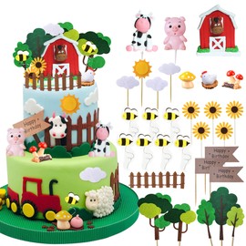 30 decoraciones para tartas de vaca de animales de granja, decoración para cumpleaños o fiesta de baby shower
