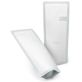 Fluto Food Storage Bag with Double Zipper (for 1kg Pasta) Seaweed Bag Pasta Case Canister White Long 6 pieces