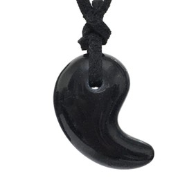 [NeoVenus] Natural Stone Magatama Necklace Blue Gold Stone (1 Piece), Stone Leather