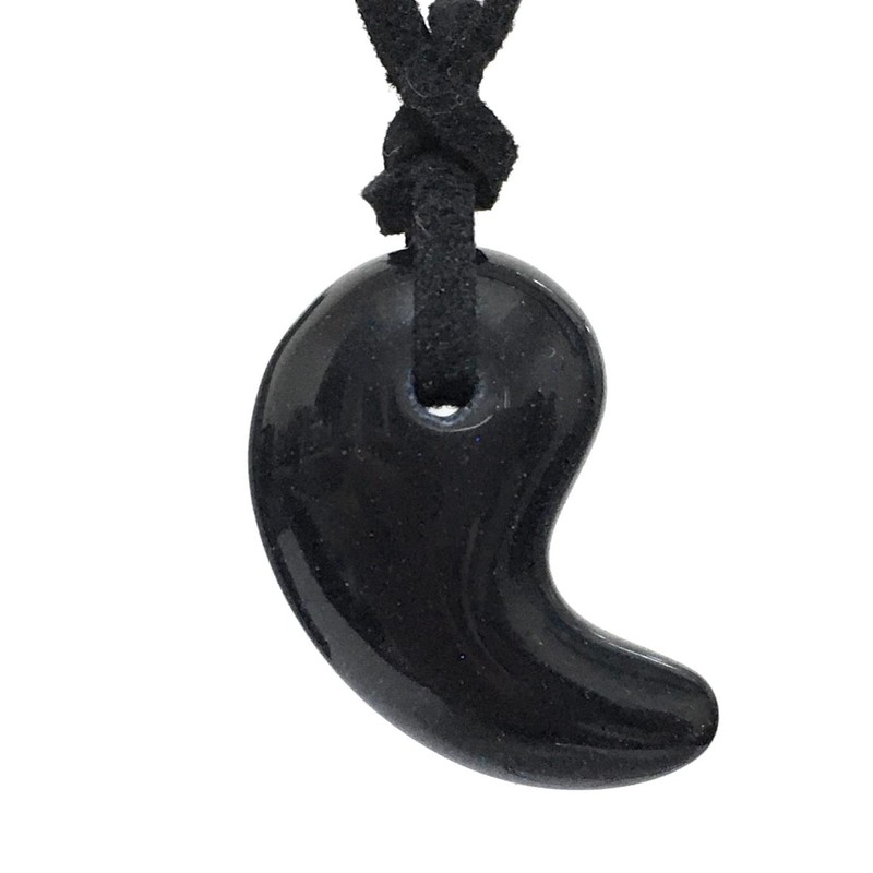 [NeoVenus] Natural Stone Magatama Necklace Blue Gold Stone (1 Piece),