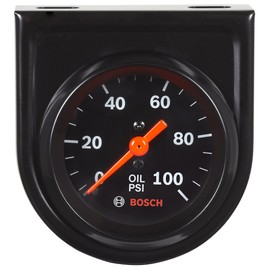 Bosch SP0F000052 Style Line 2" Mechanical Oil Pressure Gauge (Black Dial Face, Black Bezel)