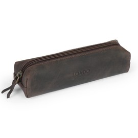 Londo Genuine Leather Zipper Pen, Pencil & Cosmetic Case (One Size, Chestnut)