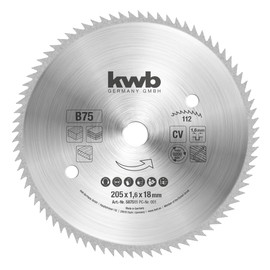 kwb Circular Saw Blade 205 x 18 mm, Made in Germany, Very Fine Cuts, Saw Blade Suitable for Wood Panels, Profile Wood and Softwood