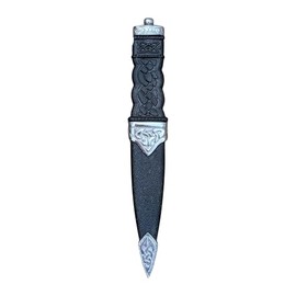 Kilts Boutique Traditional Scottish Sgian Dubh Dummy, Black Handle with Silver Fittings, Highland Dress Accessory