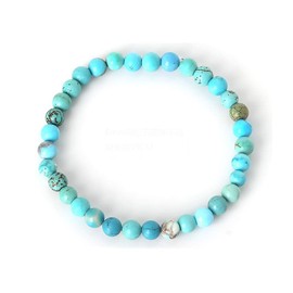 TreasureBay Handmade Natural Gemstone Stretch Bracelet for Men and Women | 6mm Gemstone Beaded Bracelet (Turquoise)