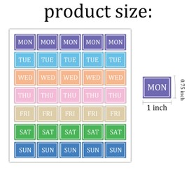 Week Date Sticker 7 Days of The Week Labels Colored Day of The Week Labels,1×0.75 inch MON-Sun Weekly Stickers for Food Journal Calendars School Office Supplies（700 Pcs）