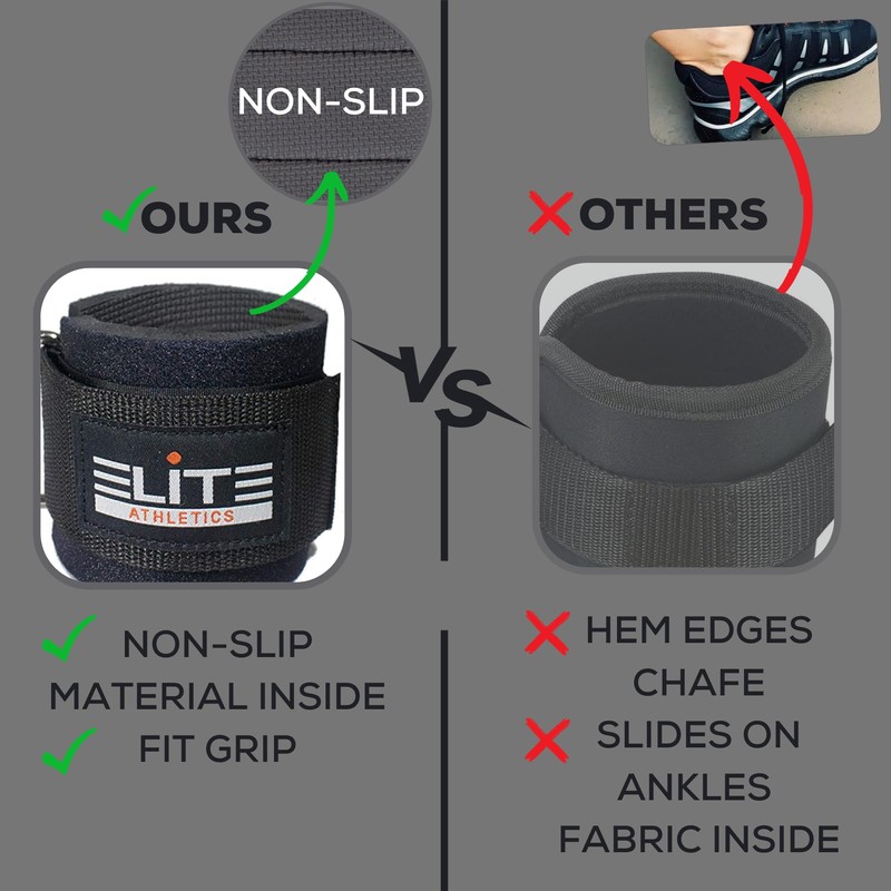 Elite Athletics Ankle Strap for Cable Machine (Pair), Adjustable Ankle