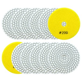 QUEFORET Diamond Polishing Pads Grit 200-12 Pieces Wet Polishing Discs 100 mm for Granite Marble Quartz Artificial Stone for Angle Grinder