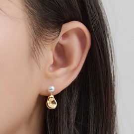 Gold&Deer 14K gold field pearl point shell earrings white gold / 골드앤디어 14K 골드필드 진주 포인트 쉘 귀걸이 화이트골드