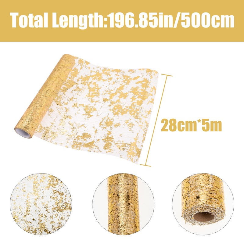 Table Runner 28cm x 5M Gold Metallic Table Runner, Sparkling