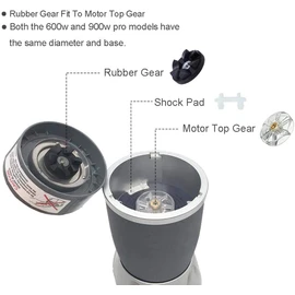 Spare Parts for Nutribullet Blenders, 2 Top Base Gear and 2 Rubber Base Gear, 6 Rubber Bush Compatible Parts For Nutribullet 900W/600W