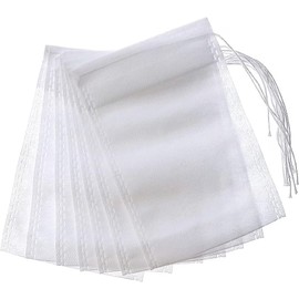100 Pcs Cotton Muslin Drawstring Bags, Tea Bags Empty Tea Filter Bags Reusable Coffee Bags Disposable Infuser with Drawstring, 20 x 25 CM