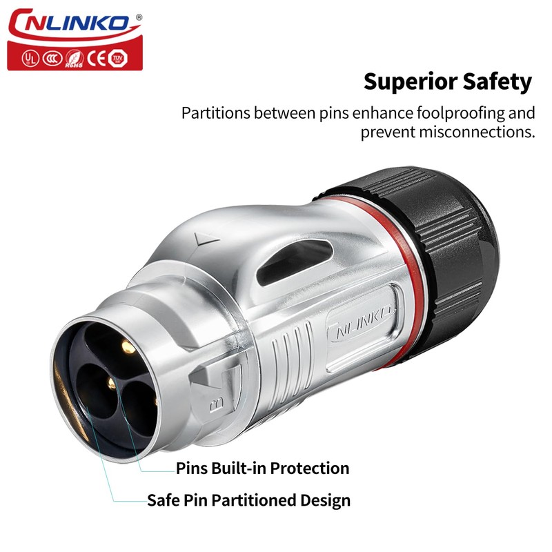 CNLINKO BD-24 3-Pin Industrial Waterproof Plug, IP68 Bullet Plug, Carbide