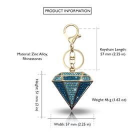 Blue Diamond Shaped Rhinestone Good Fortune Bling Bag Charm Gifts Crystal Purse Charm
