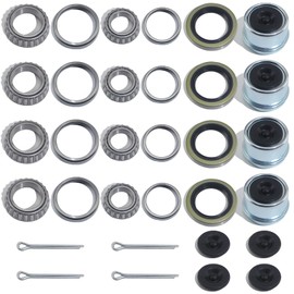 GREPSPUD 4Sets L68149 L44649 Trailer Axle Hub Bearings Kit with 171255TB Grease Seals, 1.98'' Trailer Dust Caps & Cotter Pins for 3500 lbs 1-3/8'' to 1-1/16'' #84 Spindle