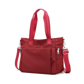 YANAIER Women Nylon Tote Bag Water resistant Multi-function Shoulder Handbag Light Travel Messenger Bags Burgundy