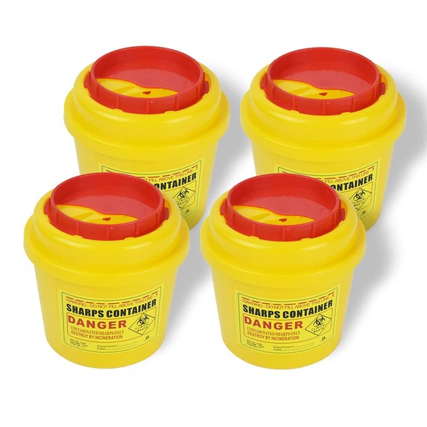 4-Pack Sharps Container（1/2 Quart),Small Sharp Needle Disposal Containers,Biohazard Medical Containers Sharps Box for Home and Travel Use