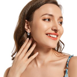 GW Hoop Earrings Gold Silver 925 Small Women's Jewellery Women's Hoops Earrings Gifts for Women, Silver