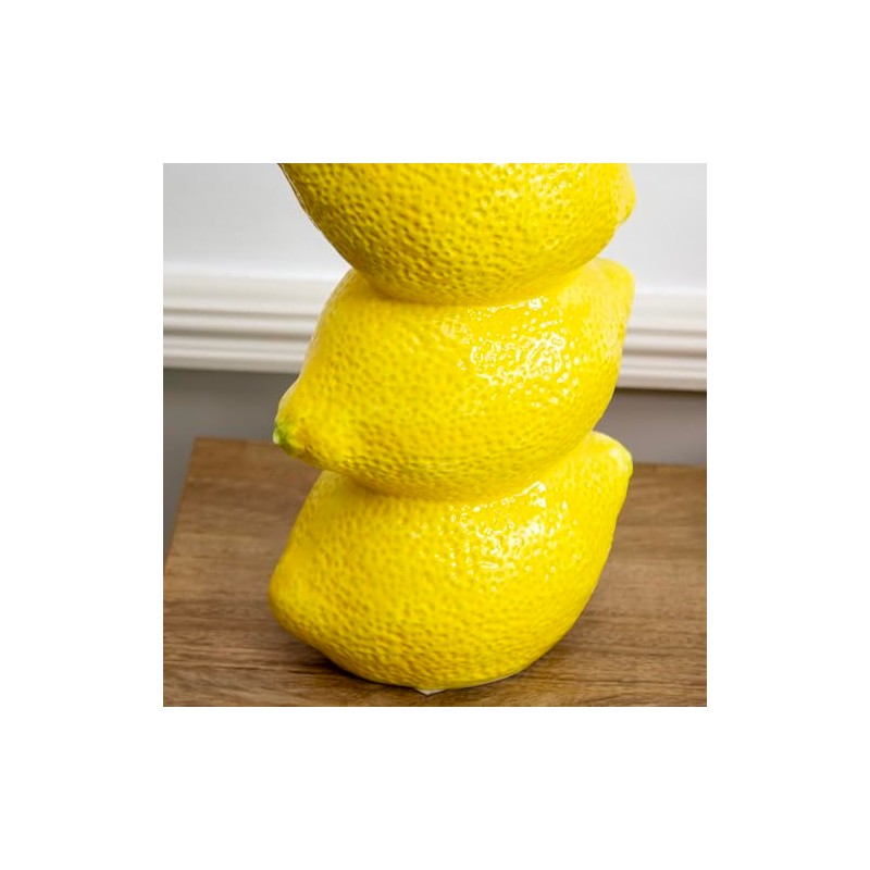 Triple Lemon Stack Vase Ceramic Yellow Summer Fruit Flower Bud