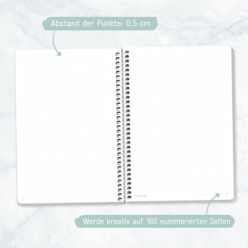 Trendstuff by Häfft Bullet Journal Dotted A5 with Spiral Bound