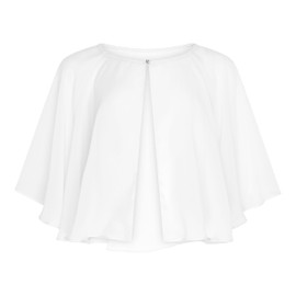 Bolerose Soft Wedding Wrap Evening Sheer Chiffon Cover Up Cape Shawl (White, One Size)