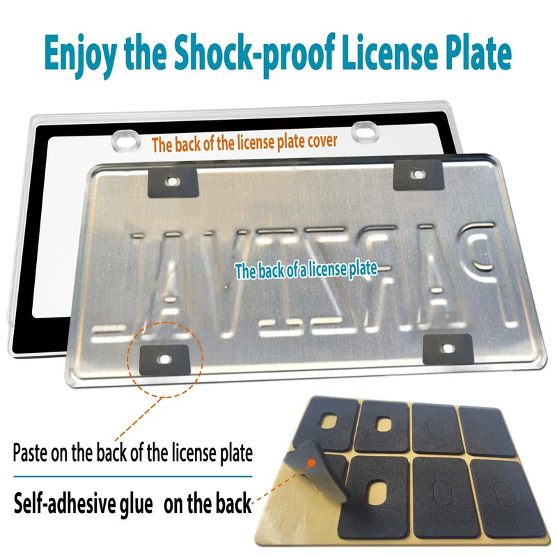 BGGTMO Clear License Plate Covers- Black Car Tag Frame, Unbreakable