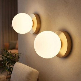 JDCQKHA Battery Operated Wall Sconce Set of 2, Dimmable Wireless Gold Wall Lamp with 14000mAh Rechargeable Battery, Portables Cordless Wall Light Fixtures for Painting Living Room Bedroom Bathroom