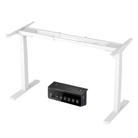 ERGOMAKER Electric Dual Motor Standing Desk Frame, 3 Stage Height Adjustable Stand Up Desk Frame with Memory Controller, Sit Stand Desk Frame Workstation Base for Home Office, White Frame