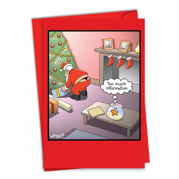 NobleWorks Hilarious Christmas Greeting Card with 5 x 7 Inch Envelope (1 Card) Merry Christmas Holiday Too Much Info Fish 1656