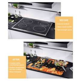 Fall Stove Cover for Electric Stove, Pumpkin Thanksgiving Autumn Leaves Retro Black Stove Top Cover for Glass Top, Heat Resistant Rubber Mat Foldable Cooktop Cover Top Protector, 28.5"x20.5"