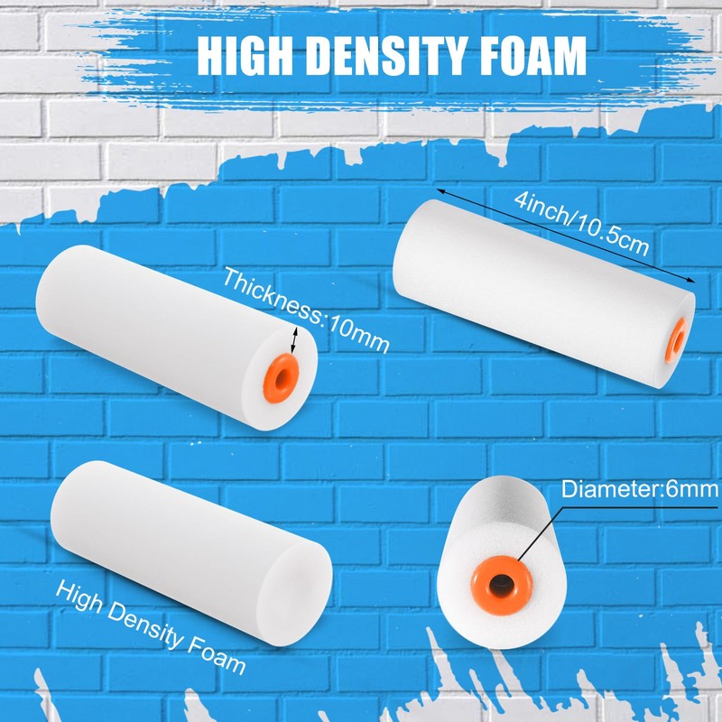 100 Pcs 4 Inch Foam Paint Roller Mini High Density