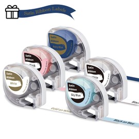 5X Phomemo P12/LT12 Satin Ribbon Original 12 mm x 2m/roll,Silk Ribbon 5 Colours Gift Ribbon for Craft and Gift Party,Wedding DIY Gift Wrapping,Compatible with Phomemo P12/P12Pro/LT12 Label Printer