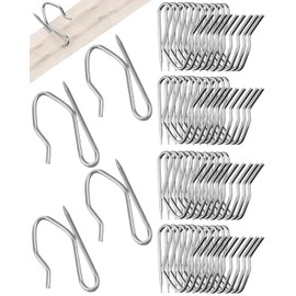 JIPUKE 50 PCS Heavy Duty Zinc Metal Drapery Pin Hooks, Metal Curtains Hooks, Pinch Pleat CurtainHooks, Heavy Duty CurtainHooks, Heavy Duty CurtainHooks for Window/Shower/Pencil Pleat Curtain