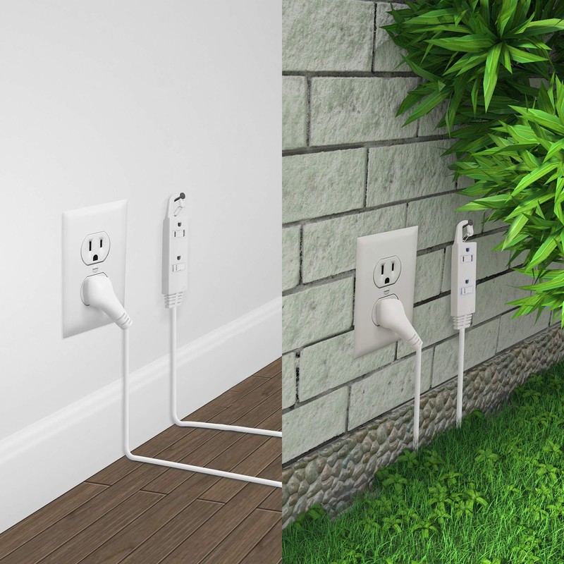 Maximm Extension Cord White 25 Ft with Automatic Closing Hook,