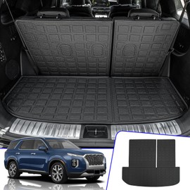 Rongtaod Cargo Mat Compatible with Hyundai Palisade 2020-2025 Trunk Mat Cargo Mat Cargo Liner All Weather Trunk Liner 2024 Palisade Accessories (Trunk Mats with Backrest Mat)