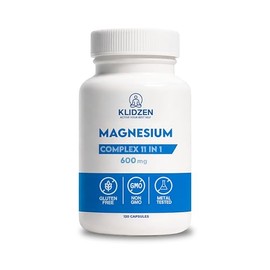 Magnesio Complex 11 en 1 | 600 mg | Glicinato, L-Teanina 200 mg, GABA, 6 Tipos de Magnesio para Dormir, Estrés y Relajación | 120 Cápsulas