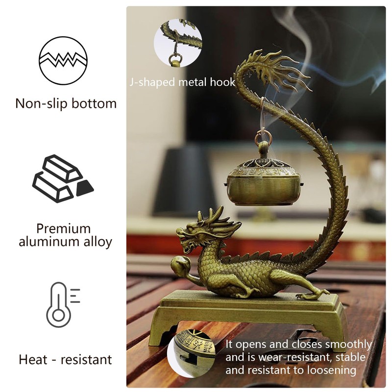 Dragon Incense Burner & Stick Holder with 40 Incense Sticks