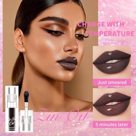 Brillo De Labios Hidratante De Cambio Cálido Hidratante Labial Brillo Labial Cuidado De Los Labios – Brillo De Labios Abultado Hidratante Nutritivo Bálsamo Labial Tintado (6#black)