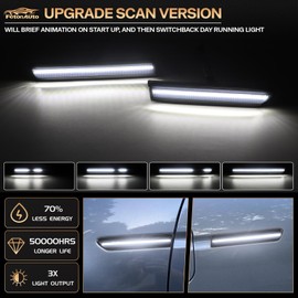 Dynamic White LED Side Marker Lights for Acura TL 2004 2005 2006 2007 2008 Front Rear Smoked Lens Fender Bumper Sequential Indicator Lamps Assembly, Replace OEM 33850SEPA01