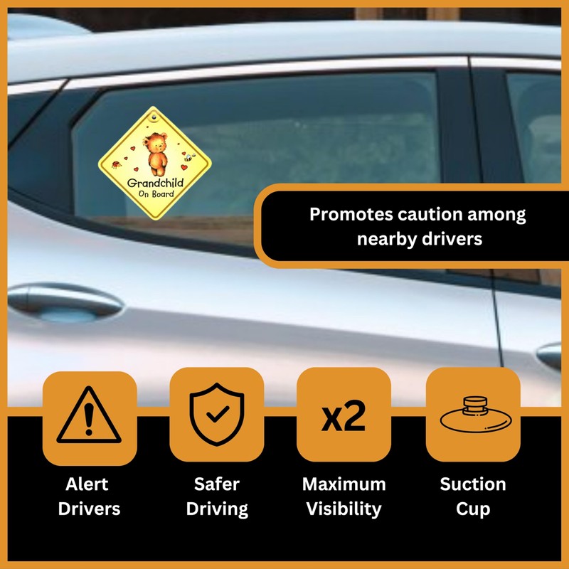 Tek Automotive Grandchild on Board Sign – Twin Pack, High