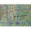 Texas, Louisiana, Arkansas & Mississippi States Physical Map - 23.3