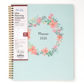 Blue Sky 2026 Weekly and Monthly Planner Calendar, January 2026 - December 2026, 8.5" x 11", Flexible Cover, Laminated Tabs, Durable Twin Wire Binding, Storage Pocket, Laurel