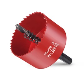 flintronic Hole Saw, Hole Cutter Set, 60 mm, Circular Saw, Bi-Metal Hole Saw, 1 Drill, 1 Mechanical Spring, 1 Hex Wrench, Hole Saw for Aluminium, Wood, PVC Panels and Plastic Plates, 6.35 mm Thread