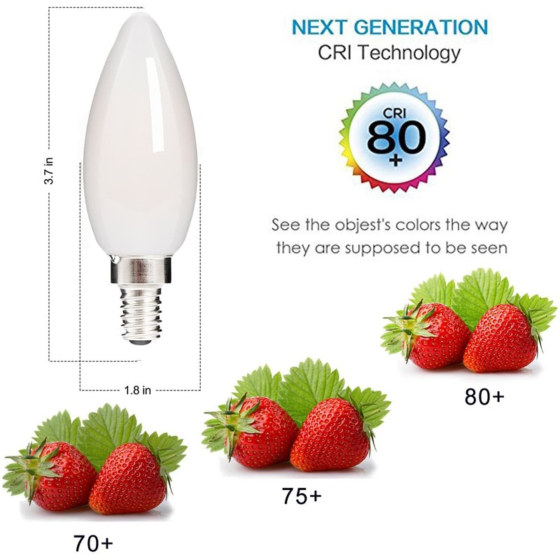 HOLA LED Candelabra Bulb, 40W Equivalent LED Chandelier Bulb, Dimmable