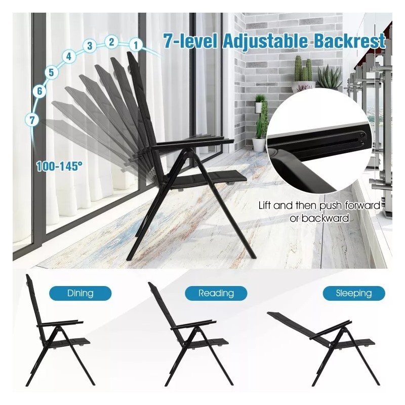 Costway Patio Outdoor Dining Chair High Back Armchair w/7 Position