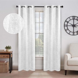 Superior Blackout Curtains, Sun Blocking Curtain for Bedroom, Farmhouse, Living Window Accent, Room Darkening, Grommet Header, Senna Collection, Set of 2 Panels, 42" x 63", Snow White