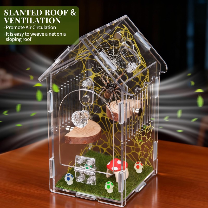 Hysagtek Jumping Spider Enclosure, Acrylic Arboreal Tarantula Enclosure Small Reptile